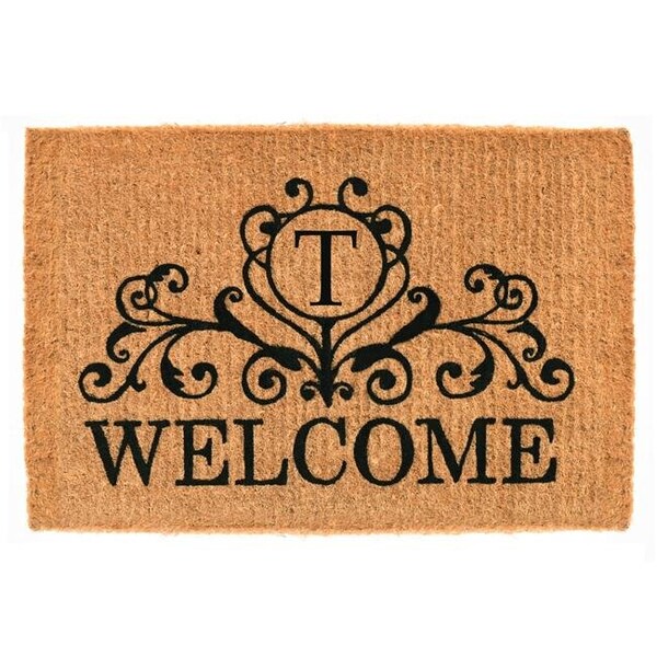 Calloway Mills Calloway Mills 102563672T 3 x 6 ft. x 1.5 in. Kingston Welcome Rectangular Doormat; Natural & Black - Letter T 102563672T - main